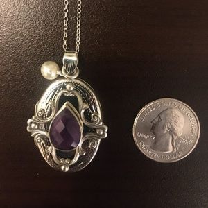 Amethyst  Photo Locket Sterling  Silver Necklace